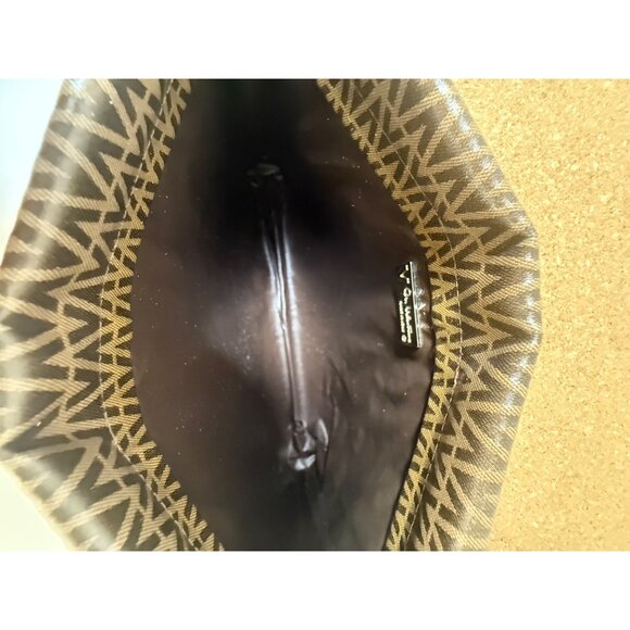 Authentic Valentino Brown Monogram Clutch Bag With V Logo‎ & Zip Closure - Picture 8 of 10